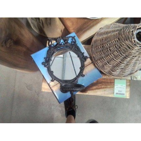 MIROIR A ACCROCHER NOIR METAL