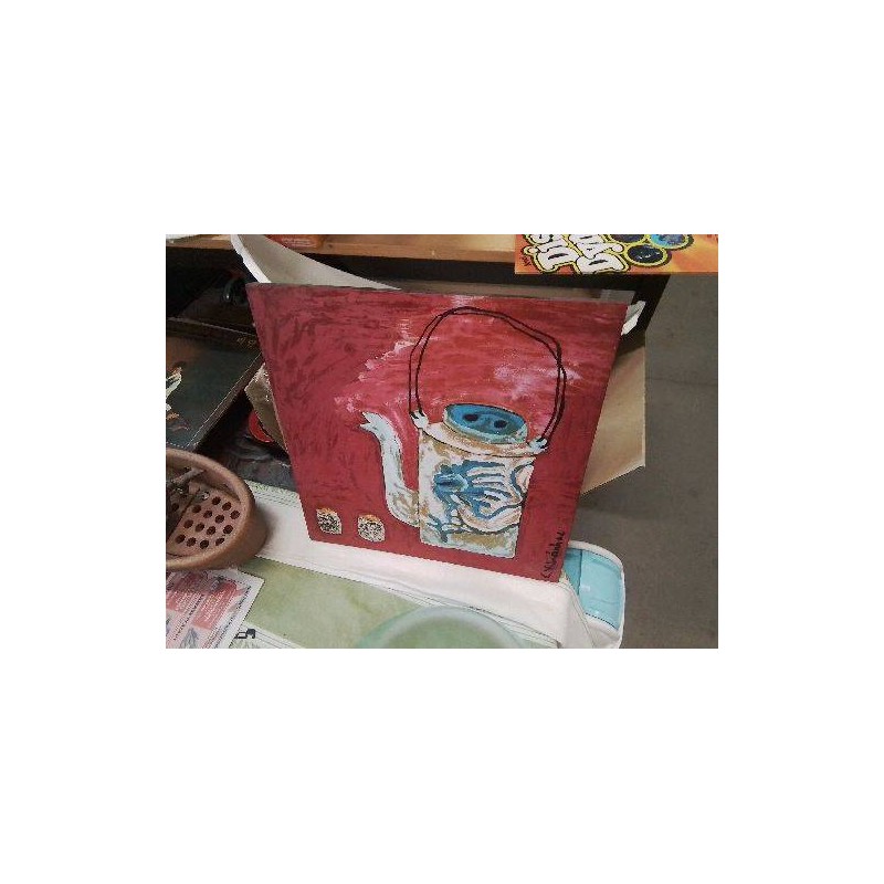 PANNEAU LAQUÉ THÉIÈRE FOND ROUGE
