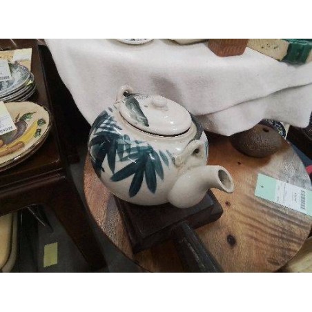 THÉIÈRE DÉCOR FEUILLES VERTES
