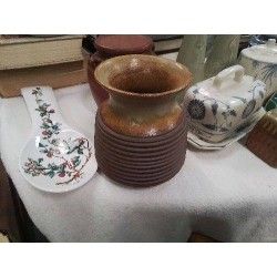 VASE GRÈS MARRON STRIÉ 
