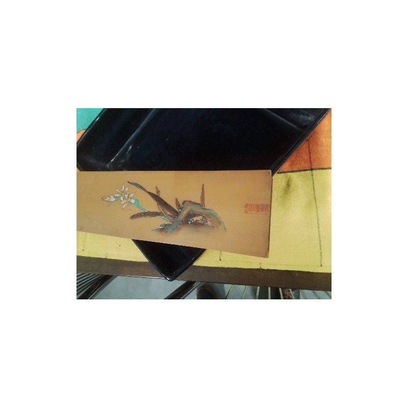COFFRET CALLIGRAPHIE BOIS FLEURS