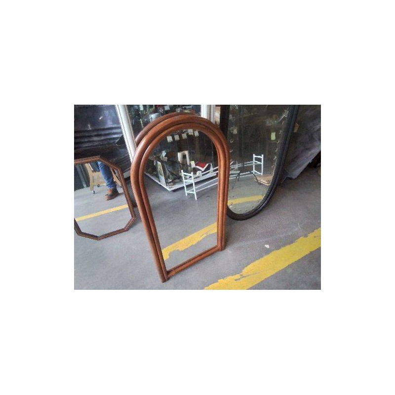 MIROIR RECT ARRONDI ROTIN FONCÉ 