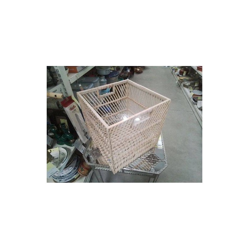 CORBEILLE CUBE ROTIN BLANCHI 
