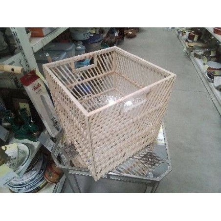 CORBEILLE CUBE ROTIN BLANCHI 