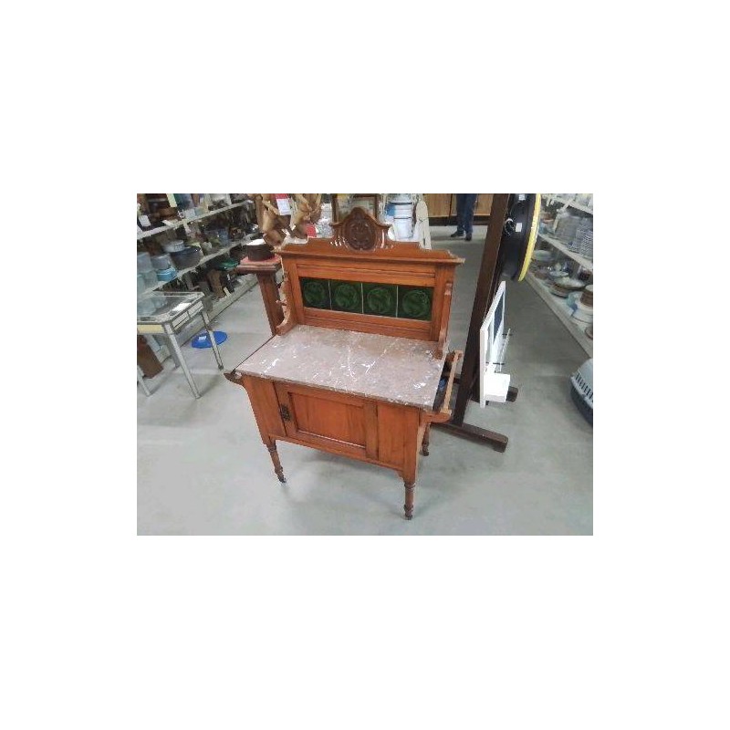 MEUBLE MARBRE ROUGE FAIENCE VERT