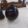 VASE BOULE ÉMAILLÉE STRIÉ 