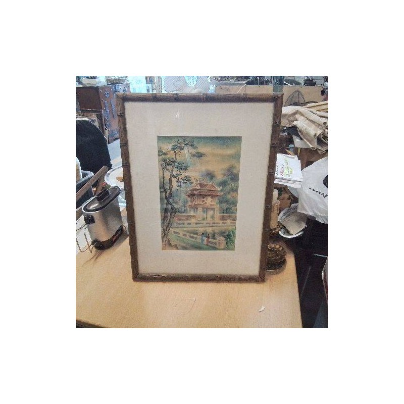 TABLEAU BAMBOU PAYSAGE TEMPLE ARBRE