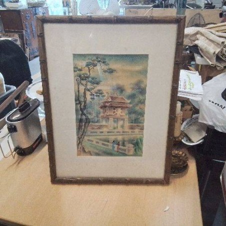 TABLEAU BAMBOU PAYSAGE TEMPLE ARBRE