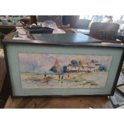 CADRE AQUARELLE VILLAGE PECHEURS 