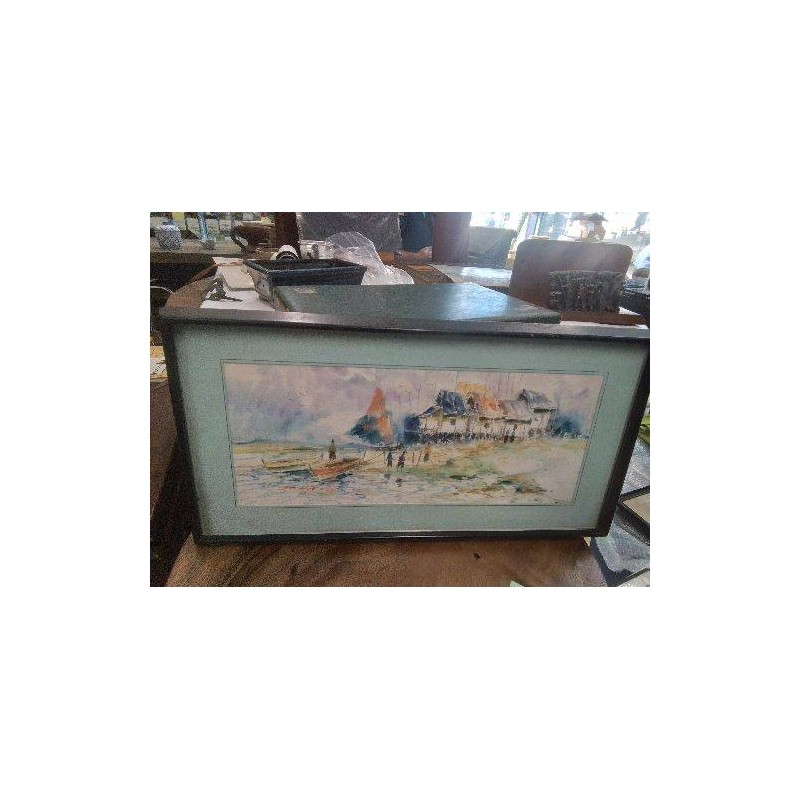 CADRE AQUARELLE VILLAGE PECHEURS 