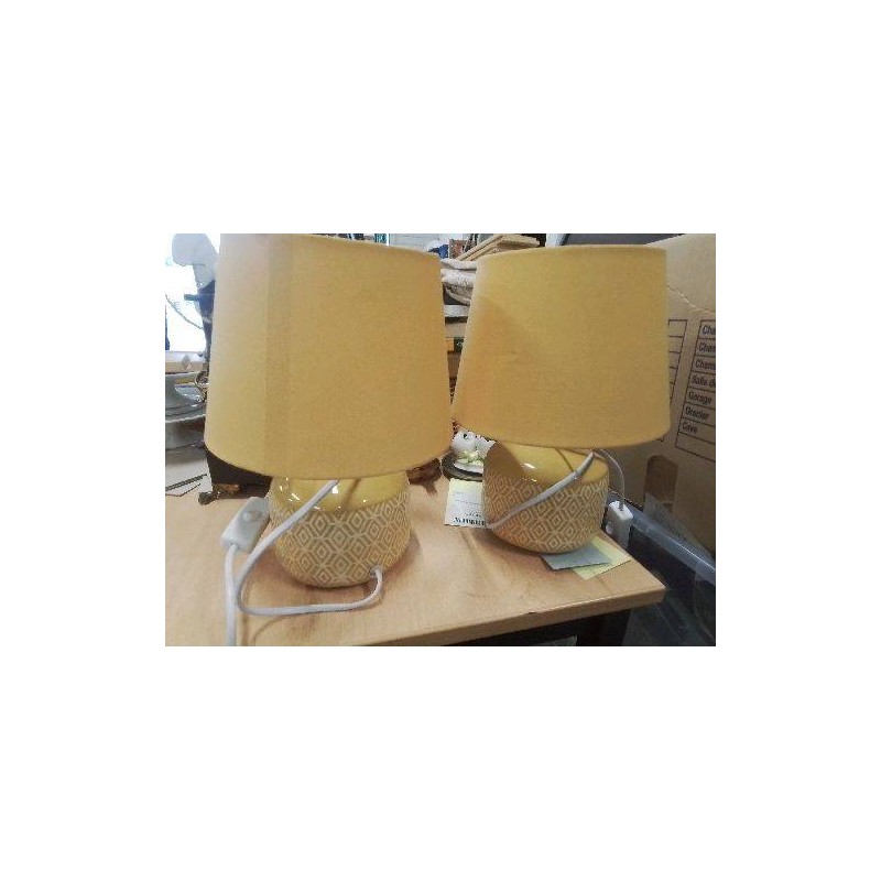 LAMPE DE CHEVET CERAMIQUE JAUNE BLANC ABJ JAUNE