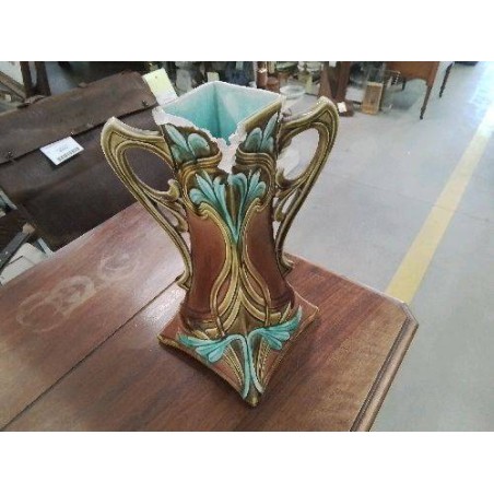 VASE ART NOUVEAU BARBOTINE EN L ETAT 