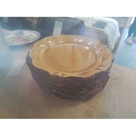 LOT 8 ASSIETTES PLATES OCRES FAIENCE DE HAUTE PROVENCE