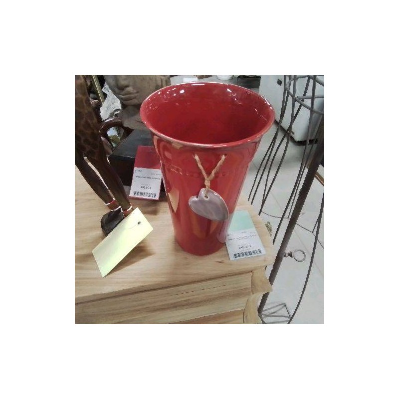 VASE CERAMIQUE ROUGE COEUR TAUPE