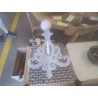 LUSTRE PATINÉ GRIS BOIS SCULPTÉ 