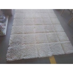 TAPIS CARREAUX SHAGGY ÉCRU 160 X 230