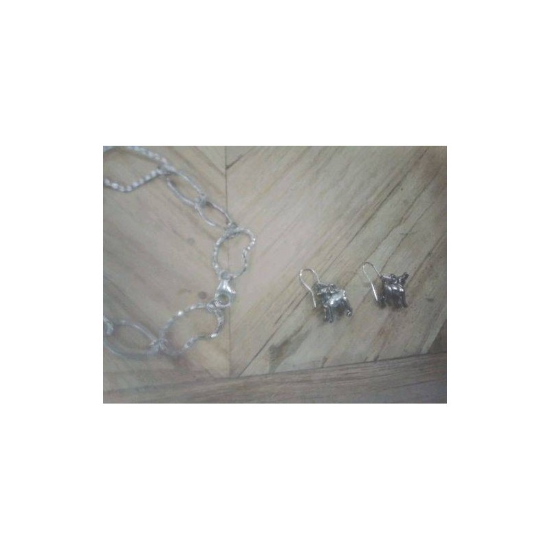 PAIRE DE BOUCLES OREILLES CHIEN ARGENTE