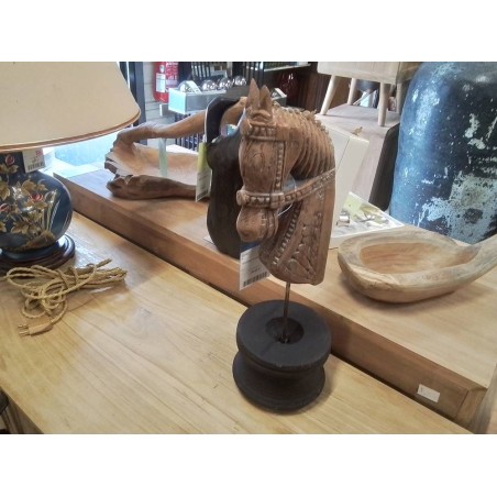 TETE CHEVAL BOIS DECO SUR SOCLE