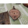 LAMPE A HUILE TERRE CUITE SIGNEE ANCIENNE DECORS ANIMAL 