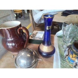VASE BLEU DORÉ CRAQUELÉ BARTH MANN