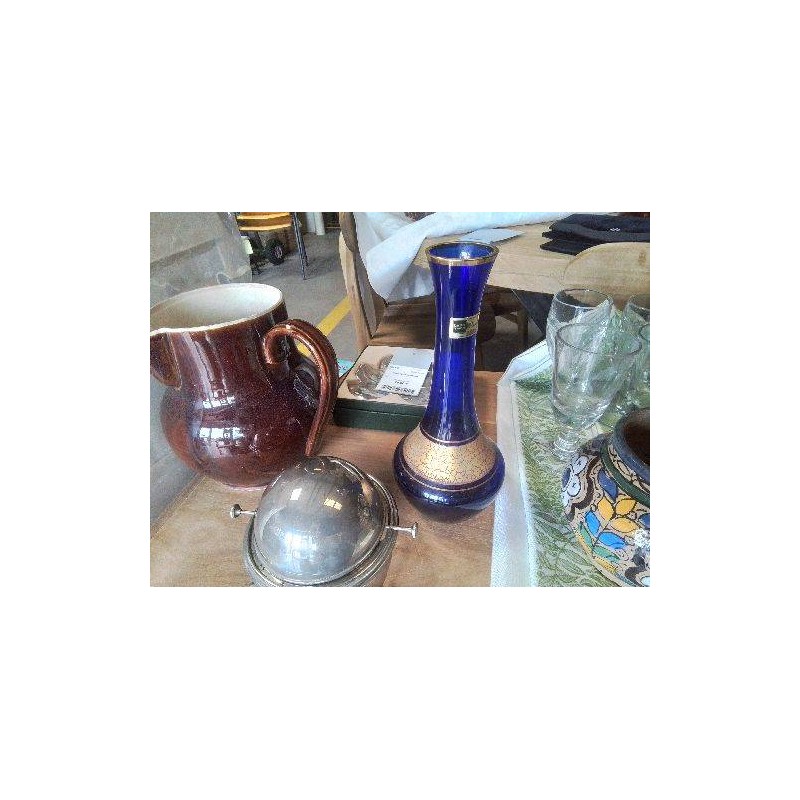 VASE BLEU DORÉ CRAQUELÉ BARTH MANN