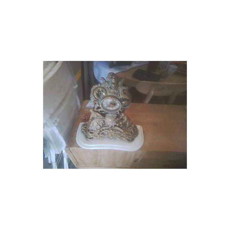 PENDULE PERSONNAGES BRONZE SOCLE MARBRE DECO