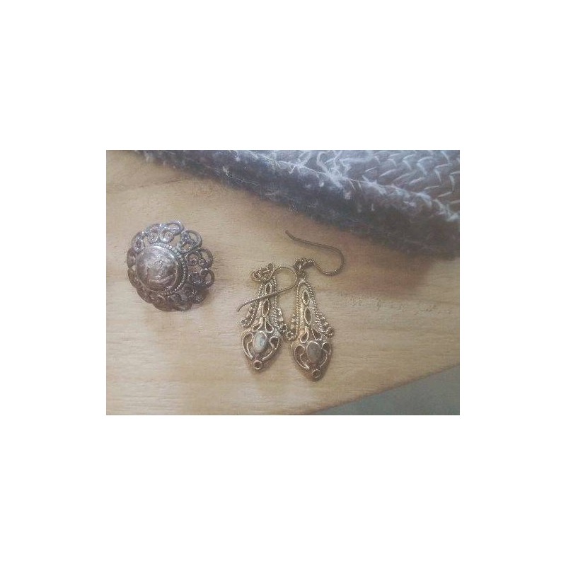PAIRE DE BO CUIVRE ET NACRE