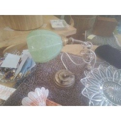 LAMPE CHEVET BUREAU VINTAGE PATE DE VERRE VERTE ARTICULEE