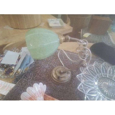 LAMPE CHEVET BUREAU VINTAGE PATE DE VERRE VERTE ARTICULEE