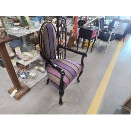 FAUTEUIL RELOOKÉ TISSU RAYÉ PIEDS CROISÉS 