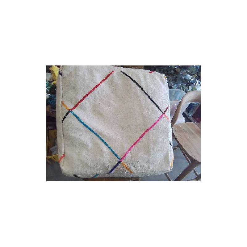 POUF TISSU BEIGE COULEURS MAROC