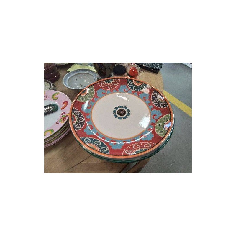 PLAT ROND CREUX H ET H MOTIFS COLORES SUZANI