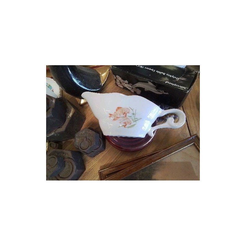 SAUCIERE DÉCOR POISSONS PORCELAINE COULEUVRE