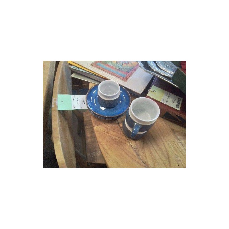 LOT 3 TASSES BLEUES ÉMAILLÉES