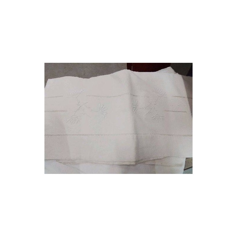 DRAP ANCIEN 2 PERSONNES AJOURE BRODE