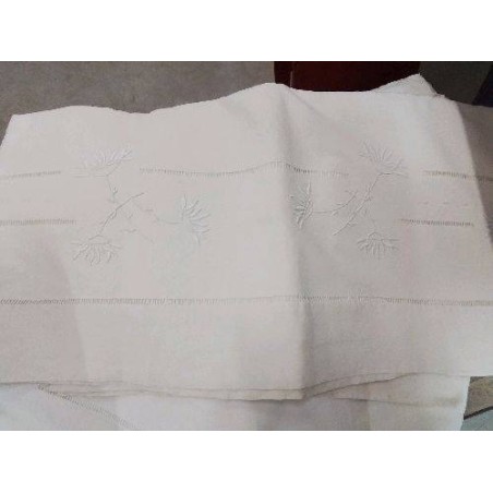 DRAP ANCIEN 2 PERSONNES AJOURE BRODE