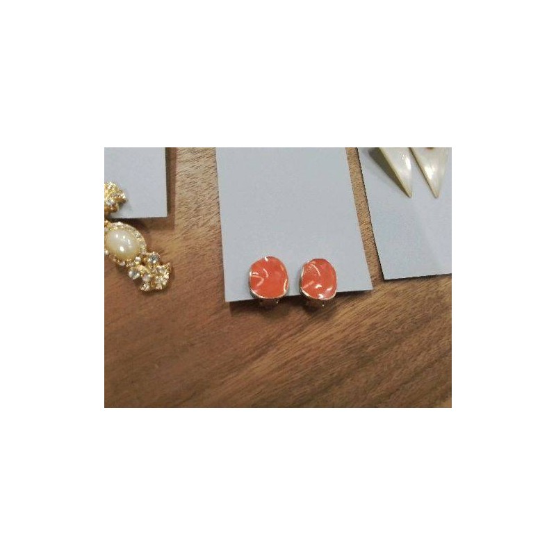 PAIRE BO A PINCE ARGENTEES EMAILLEES ORANGE VINTAGE