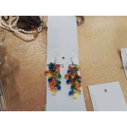PAIRE DE BO PERCEES GRAPPES RAISIN MULTICOLORES VINTAGES