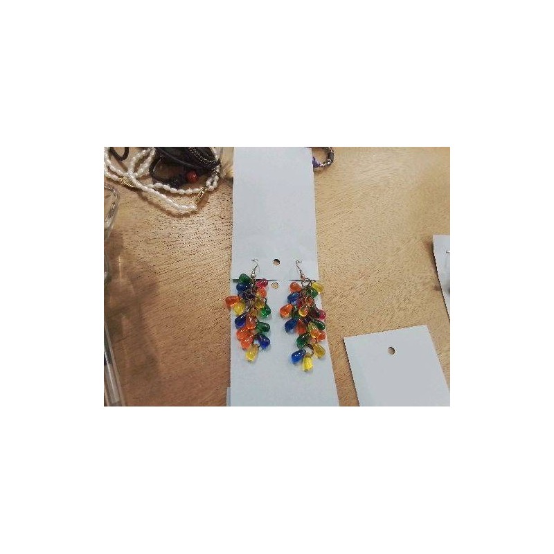 PAIRE DE BO PERCEES GRAPPES RAISIN MULTICOLORES VINTAGES