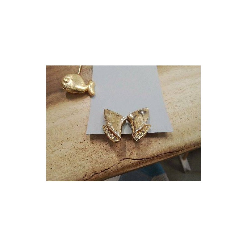PAIRE DE BO CLIPS DORES STRASS