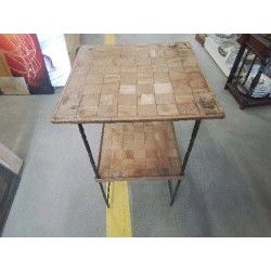 GUERIDON FF TORSADÉ CARREAUX MARQUETERIE EN L’ETAT