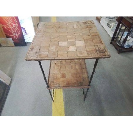 GUERIDON FF TORSADÉ CARREAUX MARQUETERIE EN L’ETAT