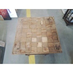 GUERIDON FF TORSADÉ CARREAUX MARQUETERIE EN L’ETAT