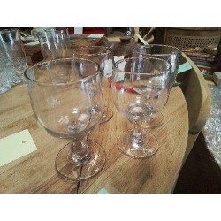 LOT 4 VERRES A VIN CRISTAL ANCIENS PETITES BULLES VERRE SOUFFLÉ