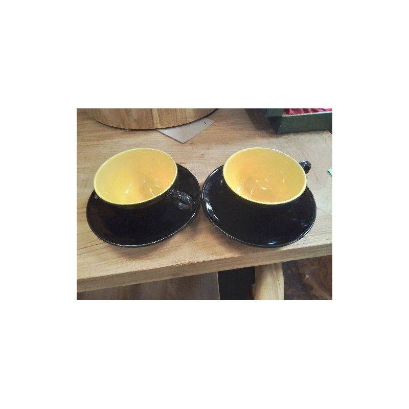 DUO TASSES JAUNE NOIR VINTAGE ITALY