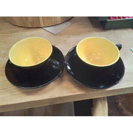 DUO TASSES JAUNE NOIR VINTAGE ITALY