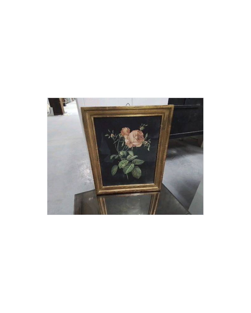 CADRE DORE FLEURS BOUTONS DE ROSES