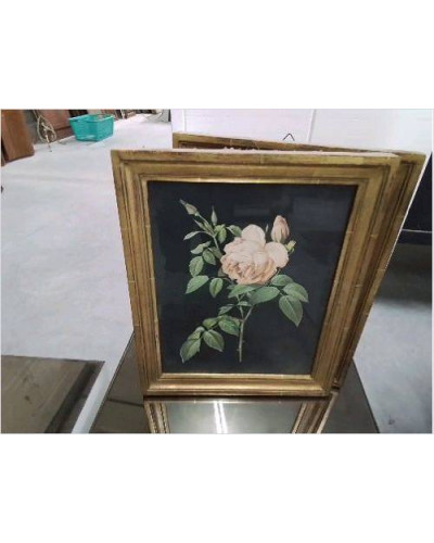CADRE DORE FLEURS BOUTONS DE ROSES