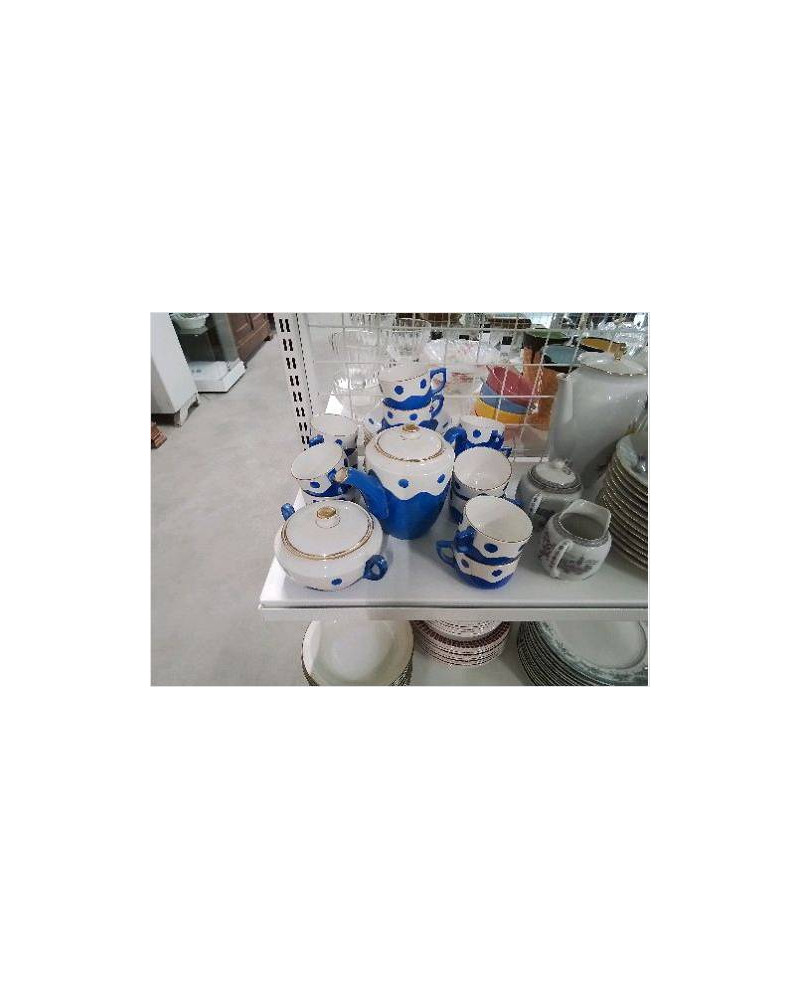 SERVICE À CAFÉ SARREGUEMINES POIS BLEUS