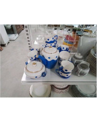 SERVICE À CAFÉ SARREGUEMINES POIS BLEUS